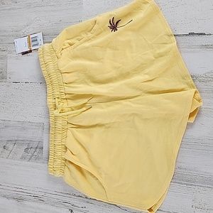 Self Esteem golden yellow knit shorts embroidered palm tree Size Small NEW